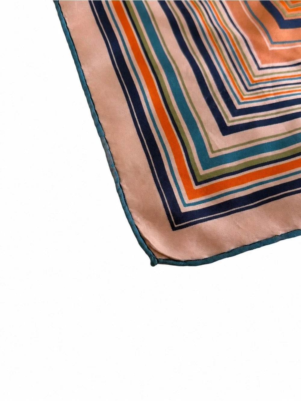 CHRISTIAN DIOR Square silk scarf orange, blue and white stripes graphic print